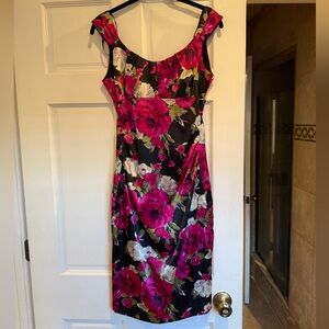 Maggy London Floral Cocktail Midi Dress
